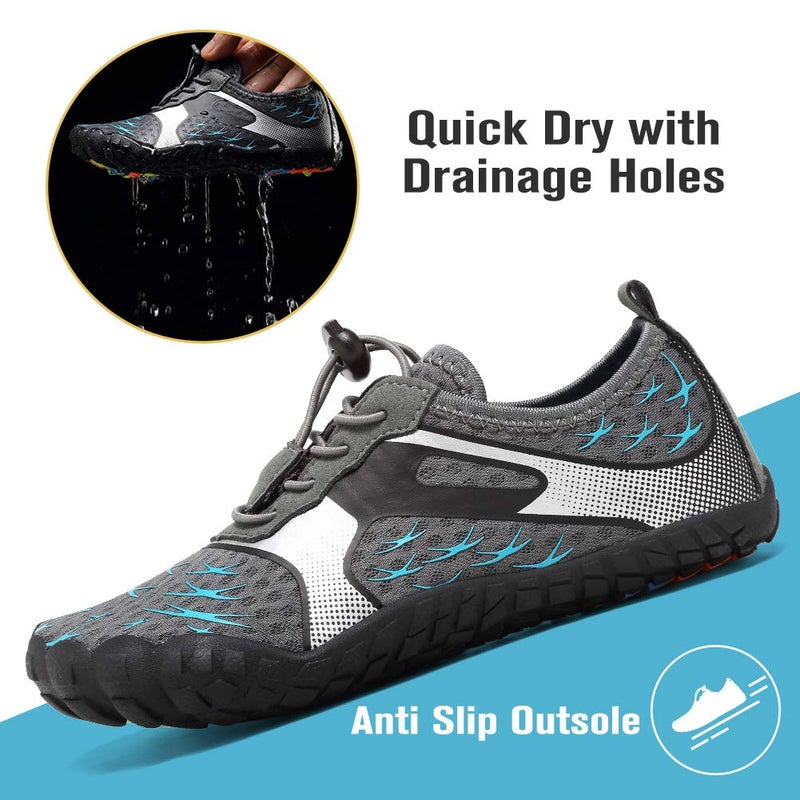 CIOR Boys & Girls Water Shoes Sports Aqua Athletic Sneakers Lightweight Sport Shoes(Big Kid) U1ELJSX013-Y.Grey-37 - Image 4